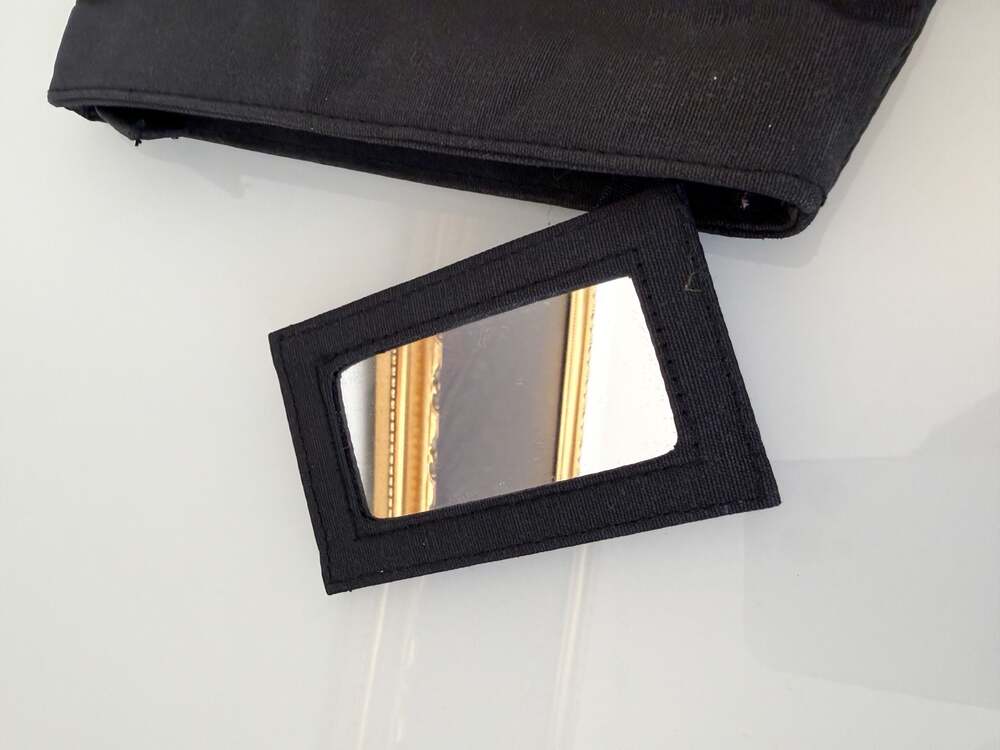 Yves Saint Laurent YSL Black Canvas and Satin Bow Clutch Pouch with Mirror - Picture 3 of 4